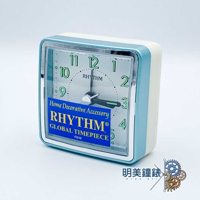 【明美鐘錶】RHYTHM/麗聲鐘/小方塊便攜式滑動式指針鬧鐘(藍)/CRE210NR05/CRE210