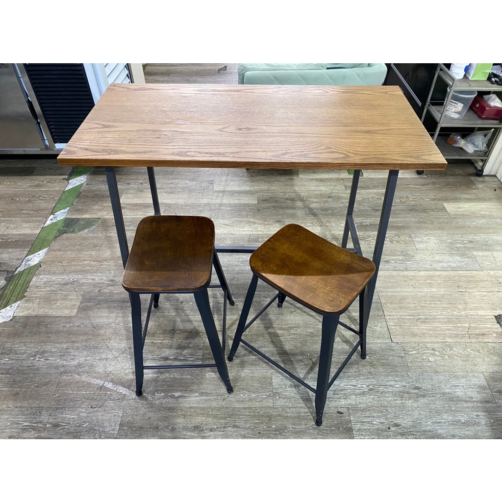 吉田二手傢俱❤工業風高腳桌椅組 餐桌椅組 咖啡桌 飯桌 會客桌 高腳桌 高腳椅 咖啡椅 1桌2椅
