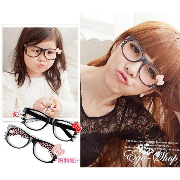 %EGO-SHOP%韓國女孩-造型單品-豹紋kitty眼鏡框架無鏡片N-36∮