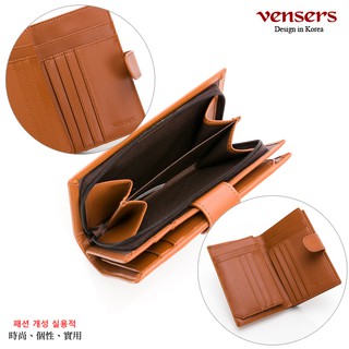 【vensers】小牛皮潮流個性皮夾~(TA500305棕色中夾)