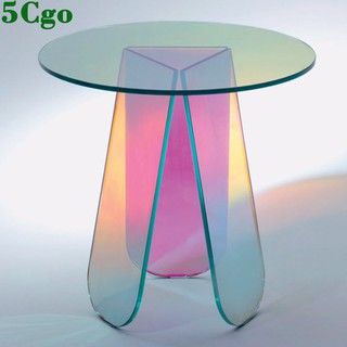 5Cgo客製化北歐炫彩亞克力茶幾小戶型網紅神仙漸變色桌子鋼化玻璃鐳射邊幾邊桌t607788263104