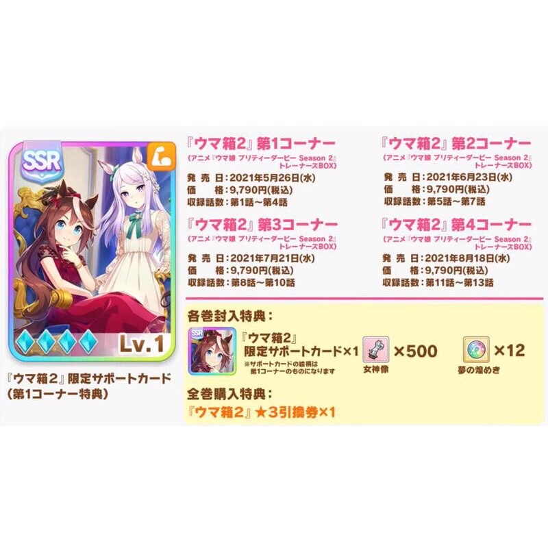 5 Off ウマ箱2 全巻購入特典 Amazon限定 第1コーナー 第4コーナー 声優 アニメ Www Qiraatafrican Com