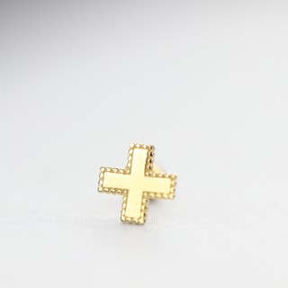14K Cross Piercing 十字鎖珠耳環(單個)