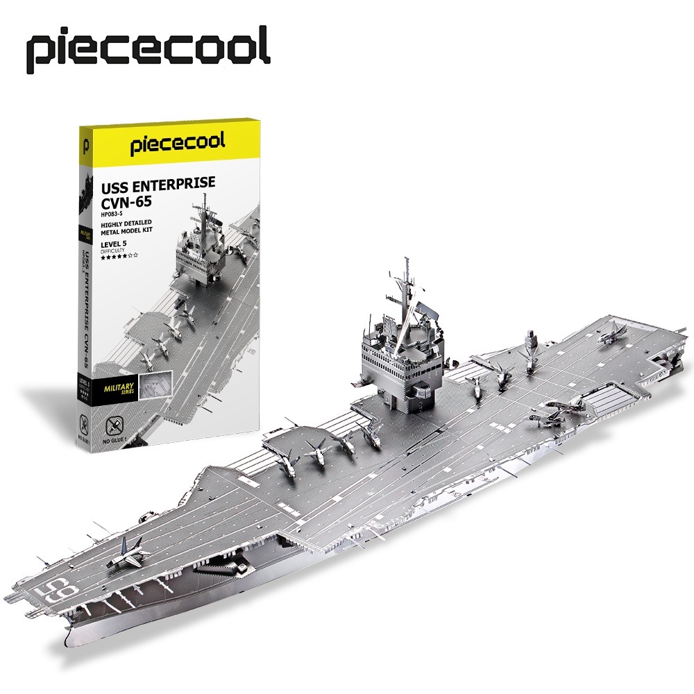 Piececool 3D立體金屬拼圖 企業號核動力航空母艦CVN-65 DIY 戰艦模型積木