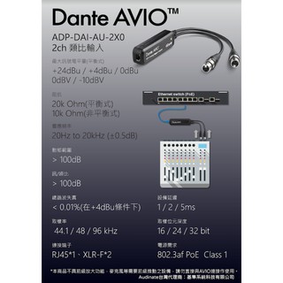 Dante AVIO 數位類比音訊轉換器 ADP-DAI-AU-2X0【覺醒音樂】