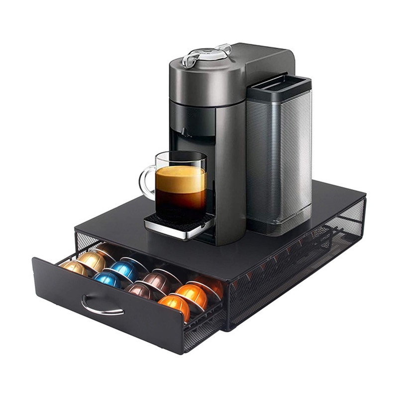 收納架 咖啡架 玻璃金屬適用Vertuo line Nespresso咖啡膠囊收納架抽屜式收納盒