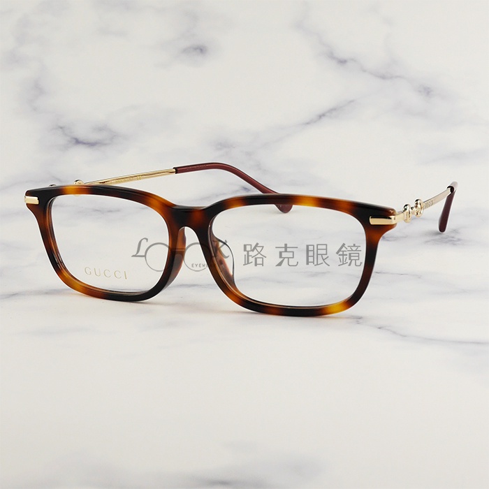 【LOOK路克眼鏡】GUCCI 光學眼鏡  琥珀色 方框 馬銜扣 GG0886OA 002