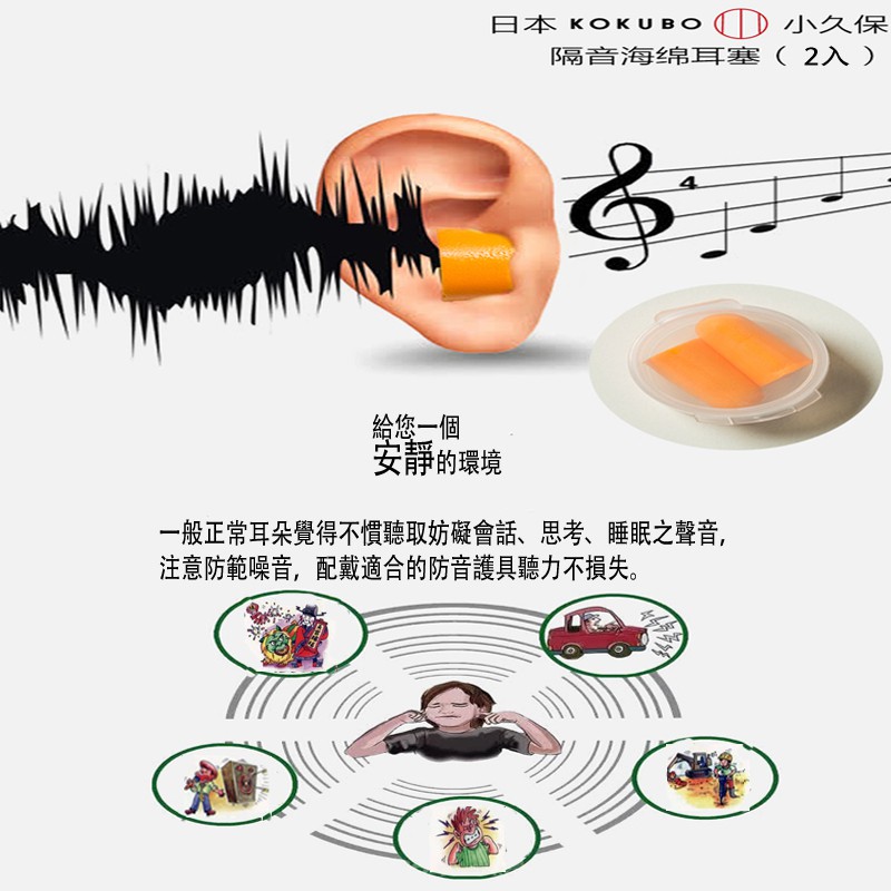 日本小久保kokubo 防噪音耳塞 圓頭2598 A 津妝堂 蝦皮購物