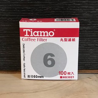 卡拉拉咖啡精品 Tiamo 丸型 濾紙 6號 直徑60mm ( 100入 ) HG3021