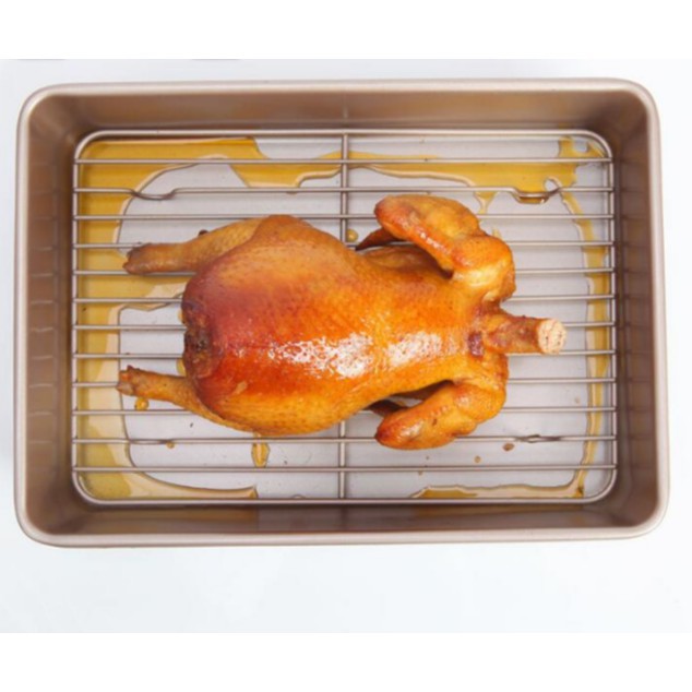 「king優優品」13寸長方形深烤盤烤箱用烤網烤雞燒烤架子烤網烤架烘焙冷卻架
