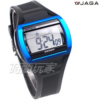 JAGA捷卡 多功能數位電子男錶 女錶 中性錶 手錶 防水手錶 可游泳 計時碼錶 M879-AE(黑藍)【時間玩家】