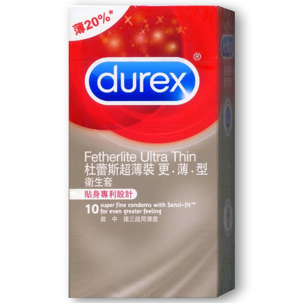 (Durex 杜蕾斯) 杜蕾斯衛生套-超薄 更薄型10入 - 111037【情夜小舖】