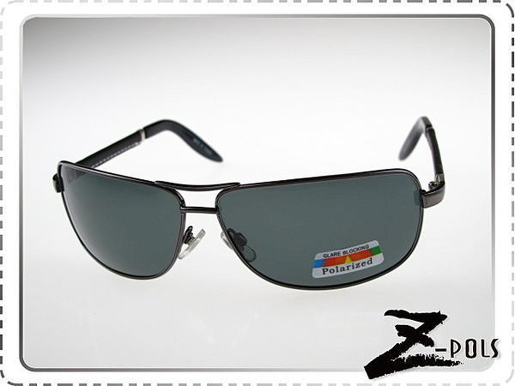 【Z-POLS全新設計頂級名牌風格款】金屬帥氣流行復古皮革腳抗UV400POLARIZED偏光太陽眼鏡