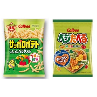 日本 calbee 卡樂比 黃綠色野菜顆粒薯條 蔬菜餅乾 7種野菜85g 加卡比 心型蔬菜餅 bbq味脆格餅