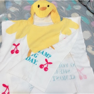 全新 兒童黃色小鴨鴨浴巾