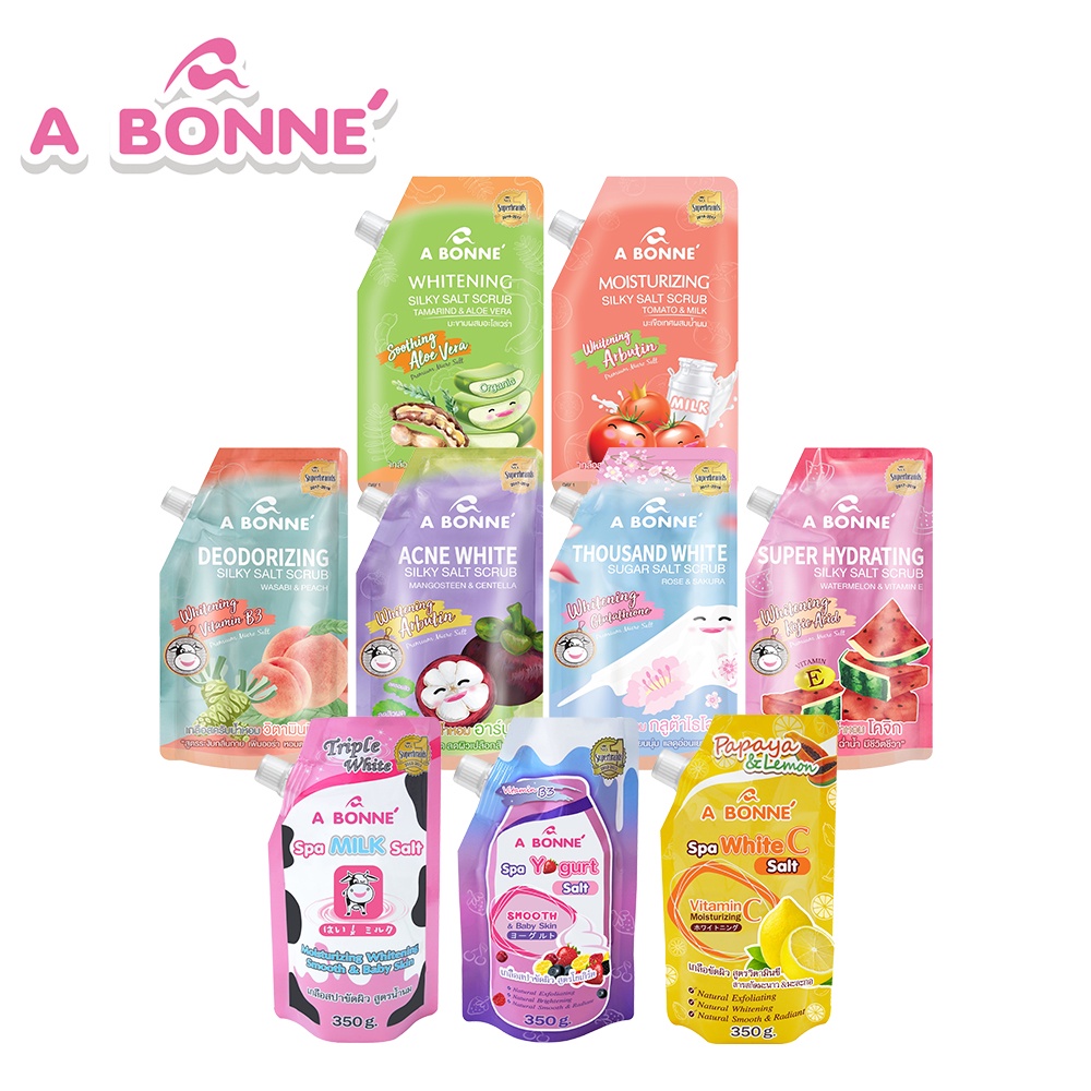 【A BONNE'】沐浴鹽(牛奶/優格/維他命C/番茄牛奶/蘆薈羅望子/蜜桃山葵/山竹積雪草/櫻花雪玫瑰/西瓜維他命E)