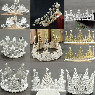 新娘皇冠baby款王冠頭飾生日蛋糕 皇冠裝飾公主蕾絲皇冠髮箍 批發