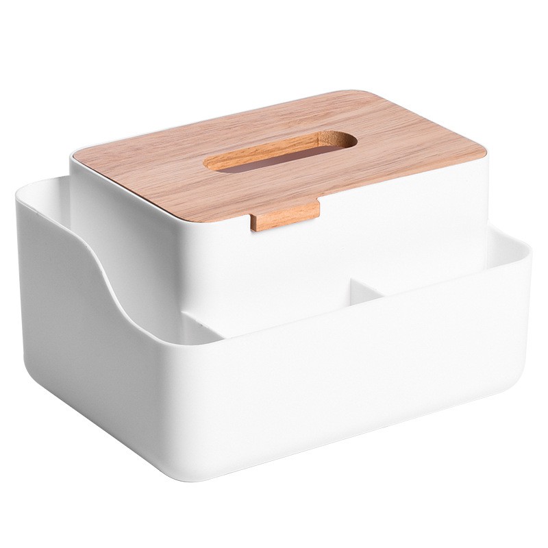 簡約 橡木蓋 分隔收納面紙盒 收納 面紙盒 置物 收納盒 桌面收納 紙巾盒 衛生紙盒 居家【RS1088】