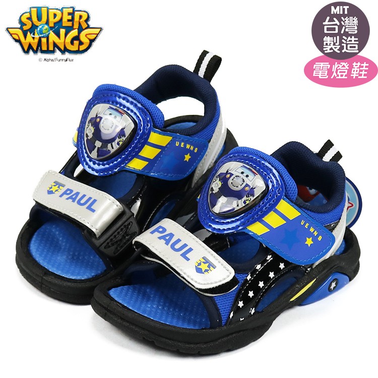 童涼鞋/super wings 超級飛俠包警長兒童電燈涼鞋(S83810黑)15~20號