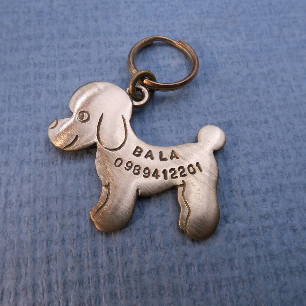 膨毛阿貴 -  黃銅 貴賓狗寵物名牌 - 狗牌 吊飾 鑰匙圈