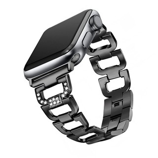 蘋果手錶Apple watch4表帶 鑲鉆D字扣不銹鋼表帶iWatch5代 40MM44mm時尚金屬鑲鉆不銹鋼表帶