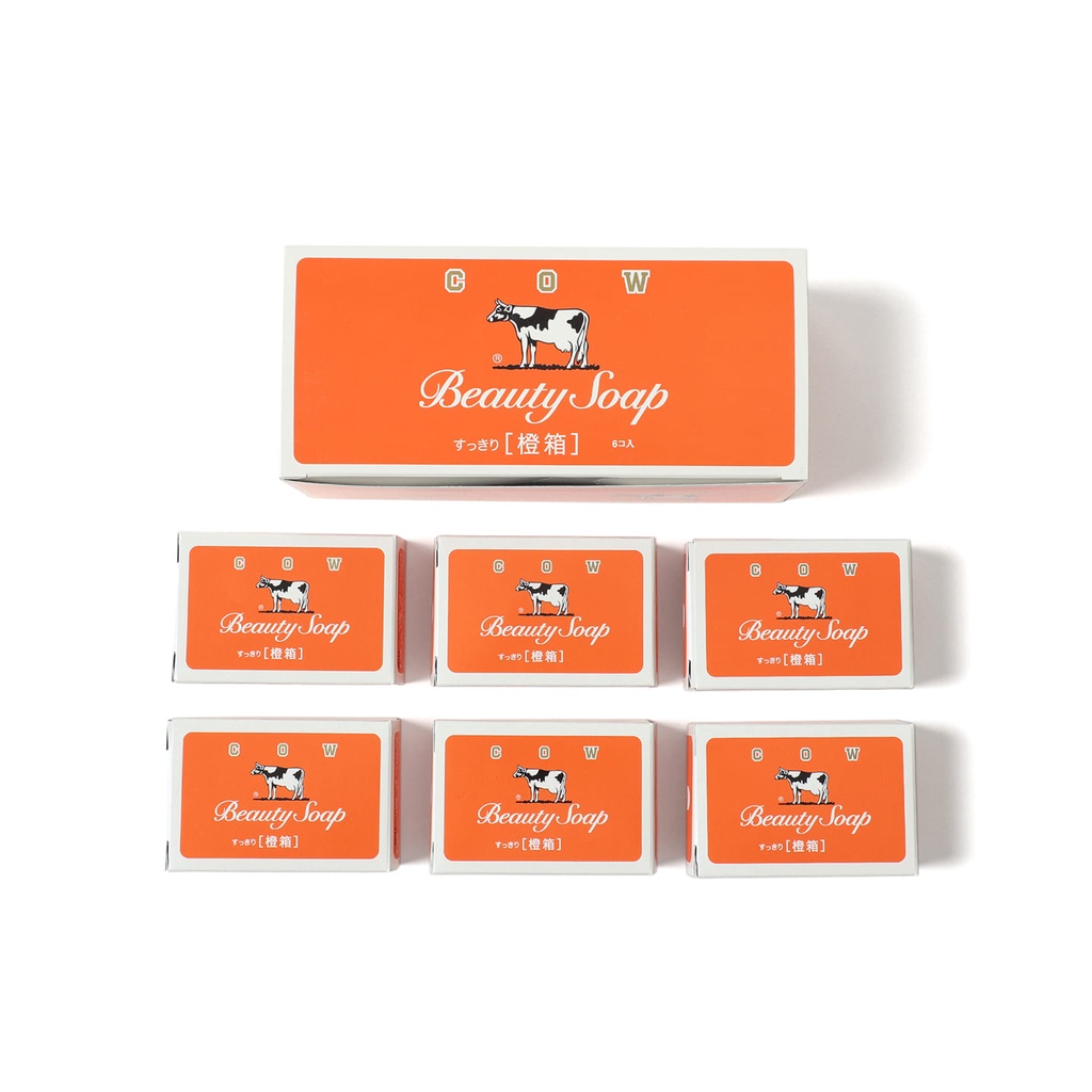 日本空運直送 【BEAMS × COW】錢湯推薦系列 乳牛石鹼新款橙盒香皂 6入組