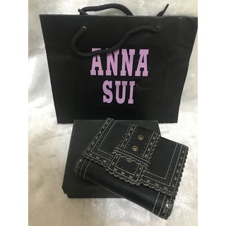 【屬於】Anna sui隨身鏡 山茶花鏡子 圓形 鏡子客訂 Anna sui 專櫃正品中夾 可放照片卡夾 愛心短夾