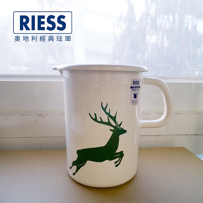 (福利品)【奧地利RIESS】琺瑯量杯1000ml-森林小鹿(綠)0338-072 數量2