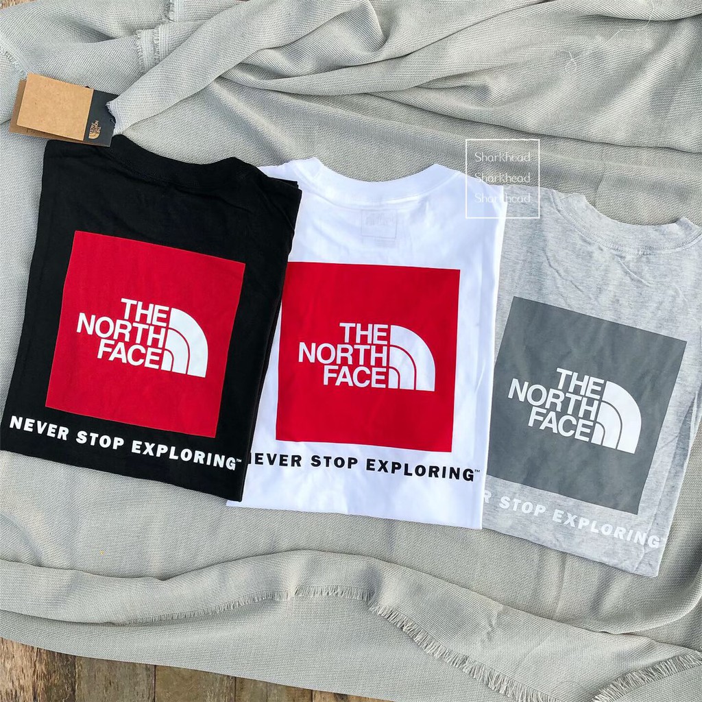 【Sharkhead】現貨 The North Face Red Box 短袖 短t 標語 方標 黑紅 白 麻灰 北臉