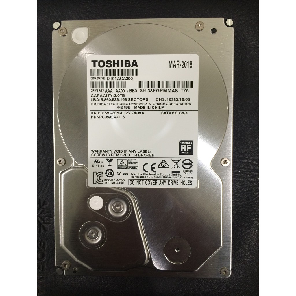 Toshiba【桌上型】3TB 3.5吋硬碟(DT01ACA300)