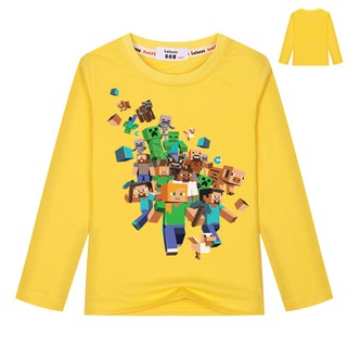 Minecraft我的世界長袖 純棉T恤 男女童春秋裝苦力怕遊戲衣服