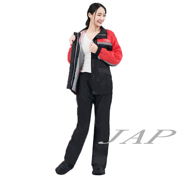 JAP YW-R208 兩截式雨衣 紅色  R3套裝雨衣有內裡 含簡易鞋套