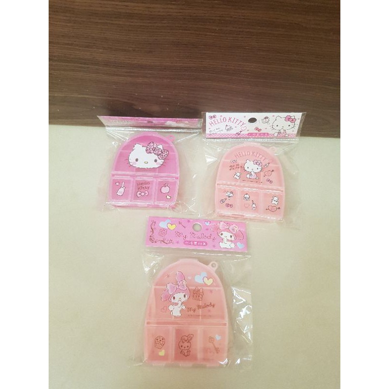 Hello Kitty 美樂蒂7格分隔盒 藥盒 飾品 收納小盒