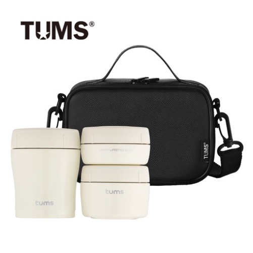 [TUMS] 馬卡龍保溫飯盒 3p 和袋套裝 (象牙) / 保溫瓶 / 便當盒