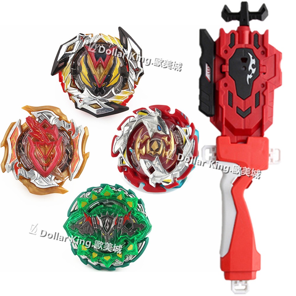 Beyblade B-121爆裂世代三件組 螺旋神戟 合金戰鬥陀螺 三頭犬 超刃勇士 極地銀狼 帶雙迴旋發射器+握把