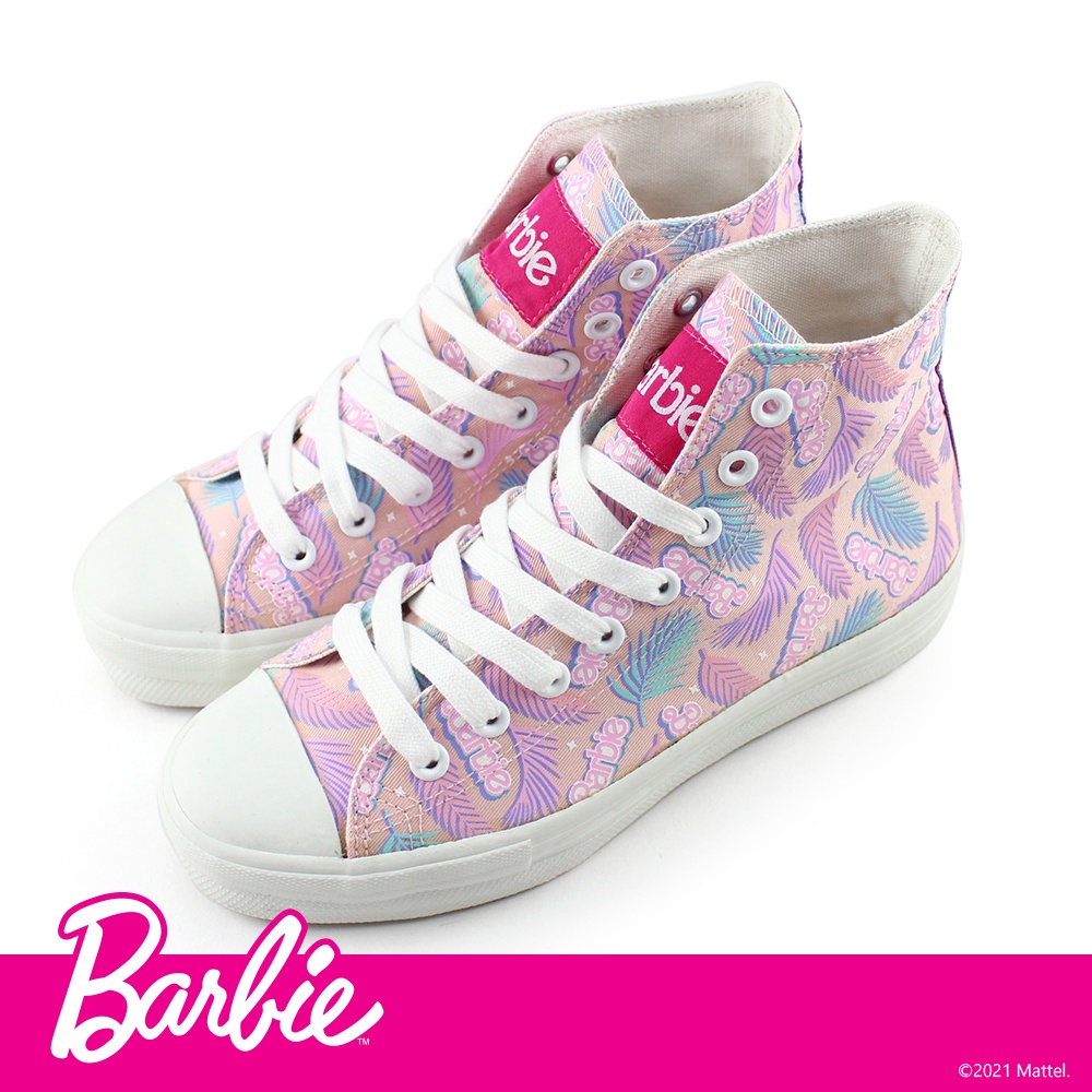 Barbie芭比愛上渡假高筒帆布鞋-甜心粉