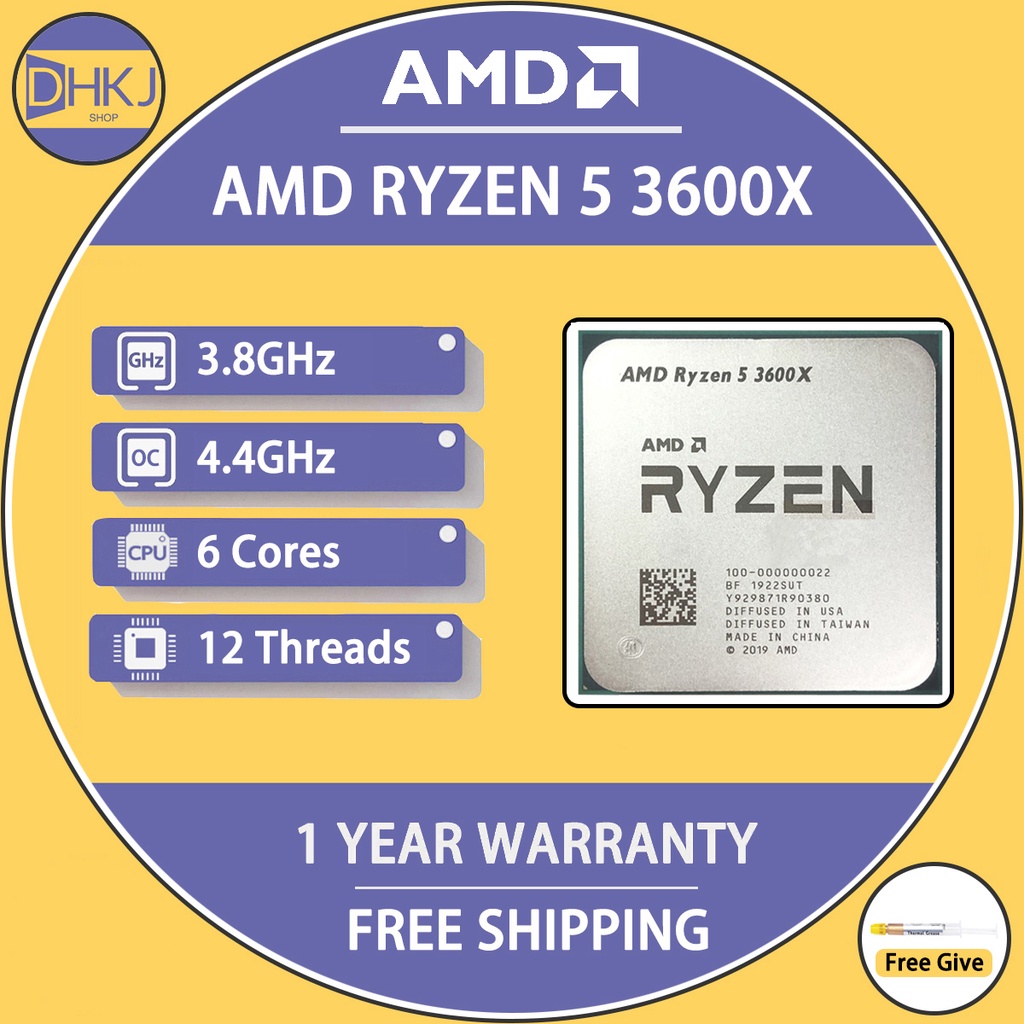 二手 AMD Ryzen 5 3600X R5 3600X 3.8 GHz 六核十二線程 CPU 處理器 7NM 95W