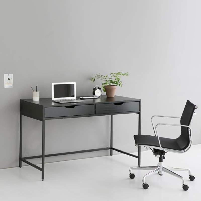【8y7yq9wr81】辦公桌電腦桌帶抽屜意式輕奢北歐書桌極簡簡約現代80cm黑白色桌子