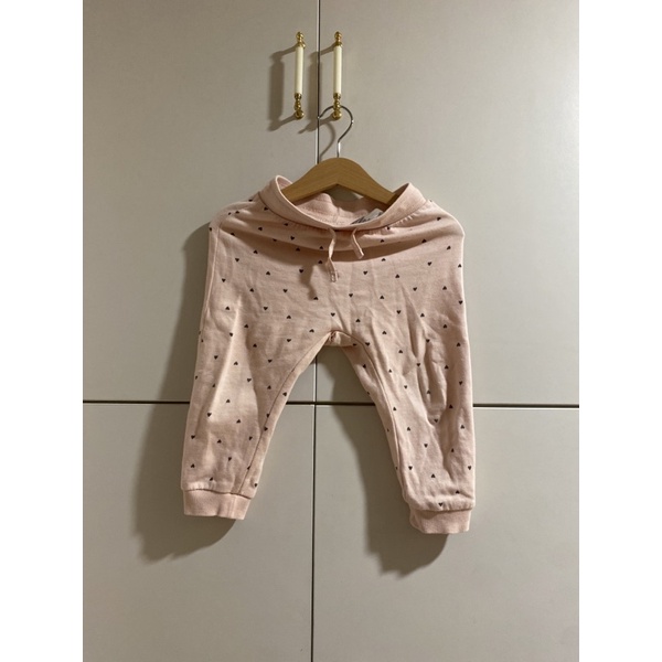 H&amp;M 可愛粉紅色嬰兒長褲 棉褲 有機棉長褲 愛心