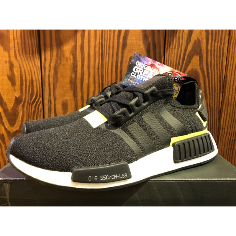 ADIDAS NMD R1 黑白 螢光黃 BD7751