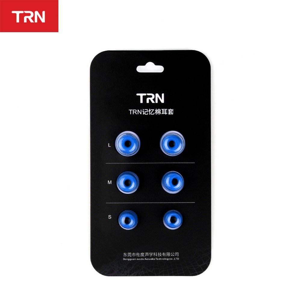 Trn 3pairs 6pcs 耳機藍色 C 耳罩慢性回彈耳塞 Pu 海綿記憶耳塞 V90 V20 V30