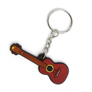 Musician Designer 橡膠迷你樂器吊飾 咖啡色 烏克麗麗 吉他吊飾 木吉他 禮品 紀念品 鑰匙圈 MD