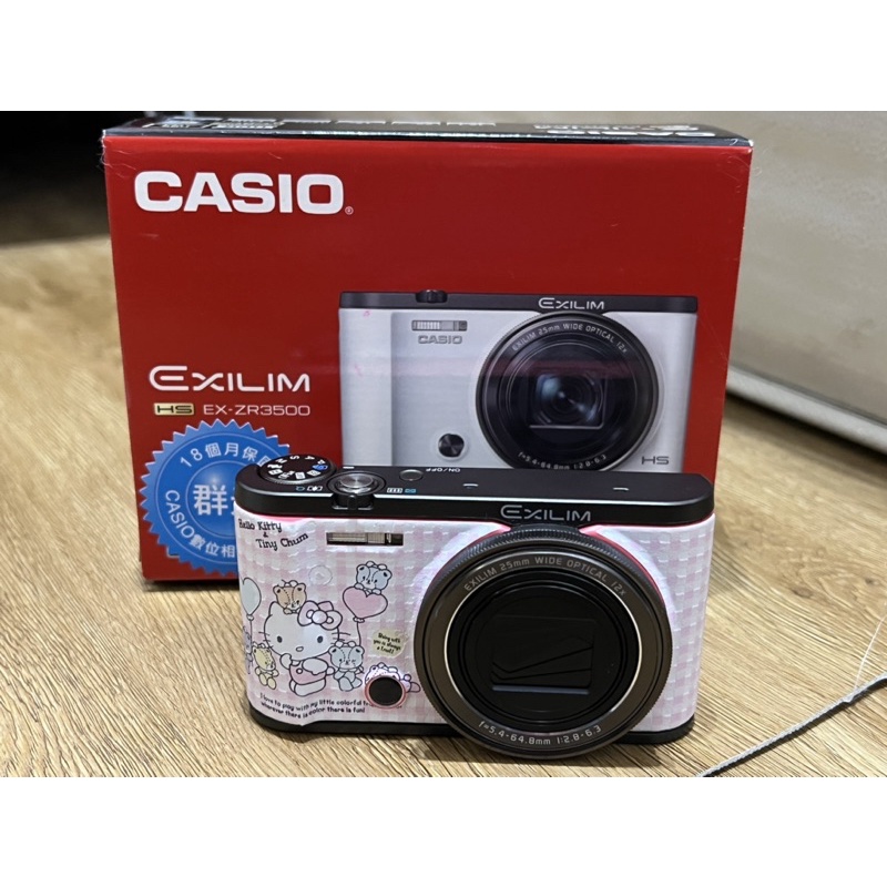 #二手 CASIO美顏自拍相機EX-ZR3500 原機桃紅色貼膜HelloKitty