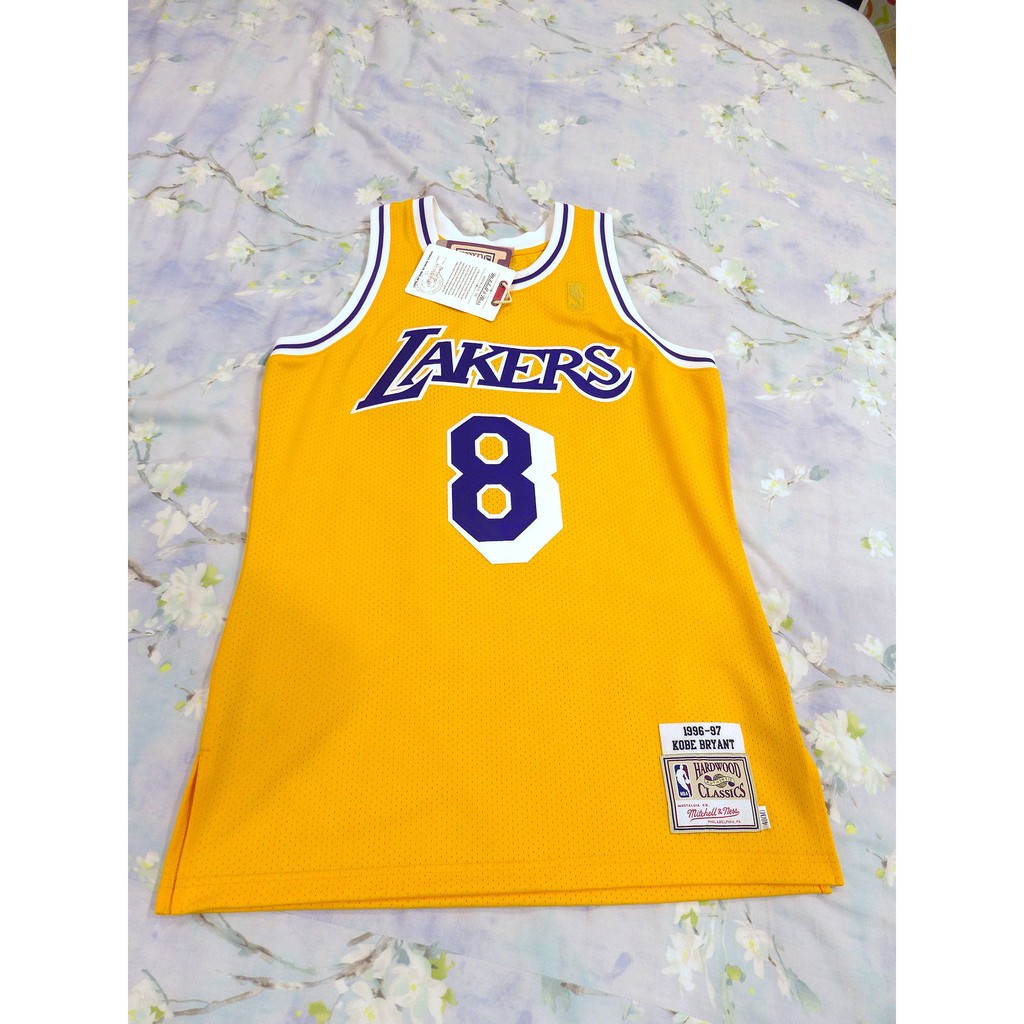 新正品 Mitchell &amp; Ness M&amp;N Kobe Bryant 新人年復古黃 球員版AU 球衣 40(m)