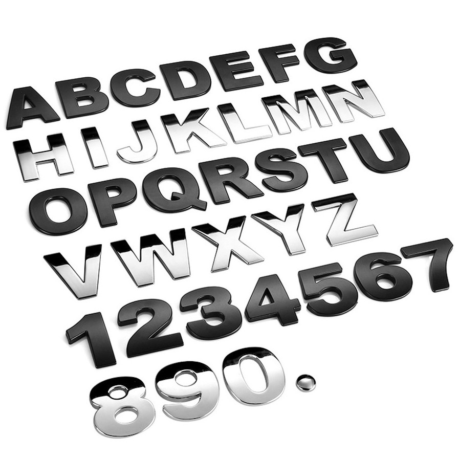 汽車3D字母車貼 英文字母数字車標 DIY字母數位 金屬車身貼字標 尾標 黑色Alphabet 排量貼