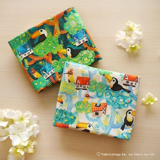 【布學無數Fabricology】布料/手作/數位印花/防潑水/2021春季布料/ʕ•ᴥ•ʔ動物好朋友/鳥語樹屋