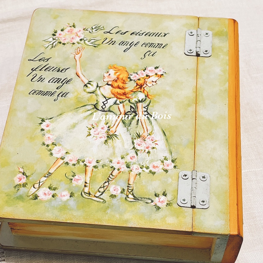 愛森林 仁保彩繪 木器彩繪 手繪 - 木製書盒 -復古仿真書盒 -芭雷舞 少女心