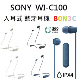 〝四色現貨〞隨貨附發票 台灣索尼 SONY WI-C100 入耳式 藍牙耳機 WIC100