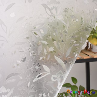 【橘果設計】3D郁金香 靜電玻璃貼 90X200CM 防曬抗熱 無膠設計 磨砂玻璃貼 可重覆使用 壁紙