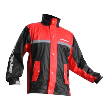 ASTONE  紅色 兩件式 運動型雨衣 / 兩側加寬 反光條設計 附收納袋